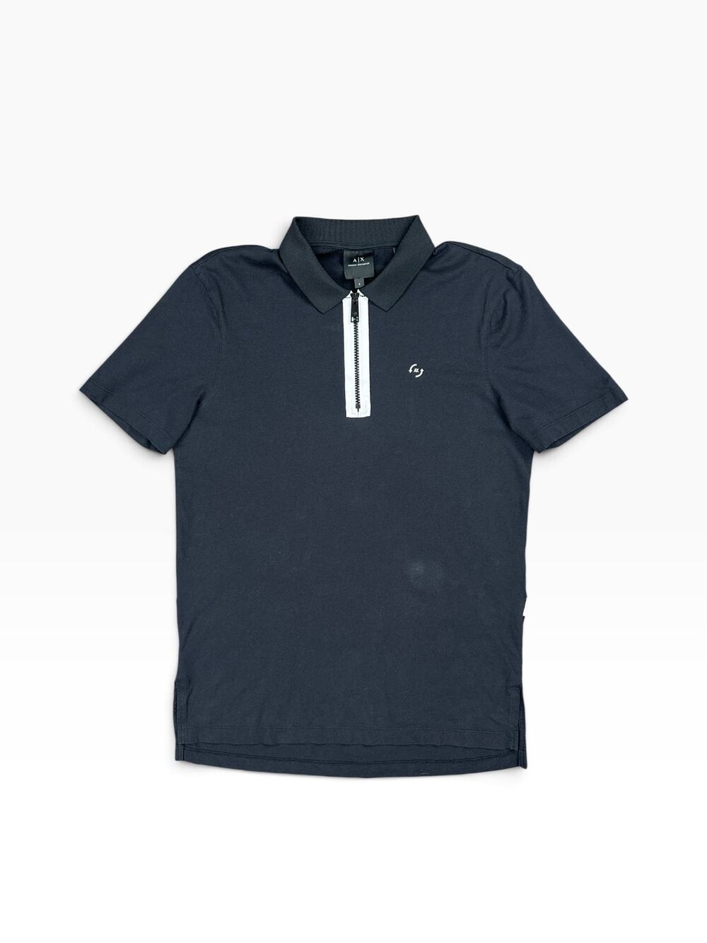 Armani Exchange Relaxed Fit Zip Front Polo Black — Size Small